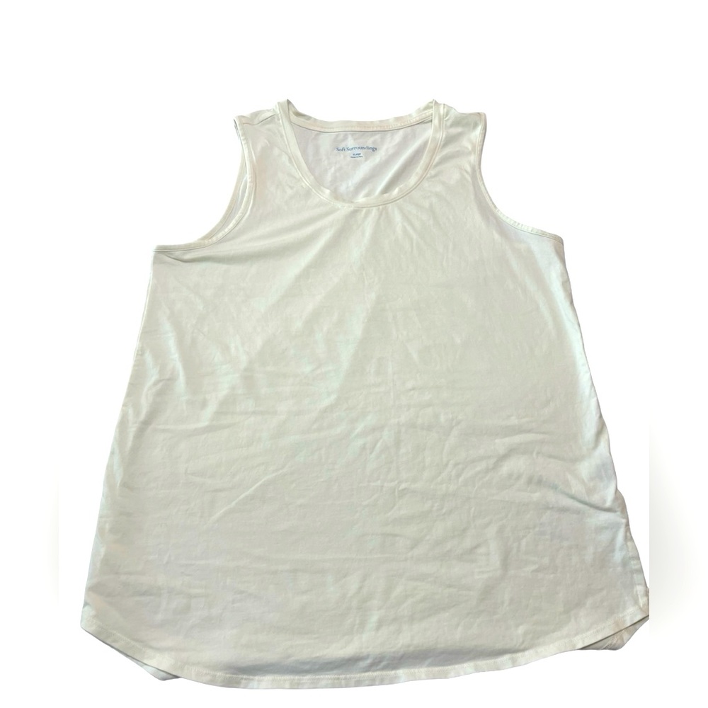 Soft Surroundings Sleeveless Tank Top Curved Hem Tunic Cotton Blend Size XL